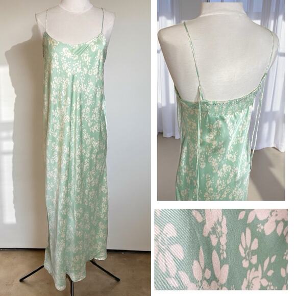 NWT ZARA Mint Floral Slip Dress L Feminine Cottagecore Coquette 100% Viscose - Picture 1 of 7